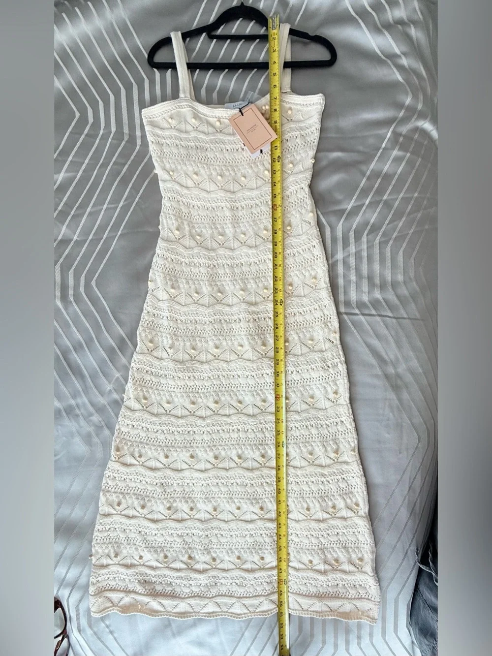 NWT La Ligne Janice Beaded Crochet Sleeveless Cream Midi Dress 100% Cotton - S - Picture 11 of 11